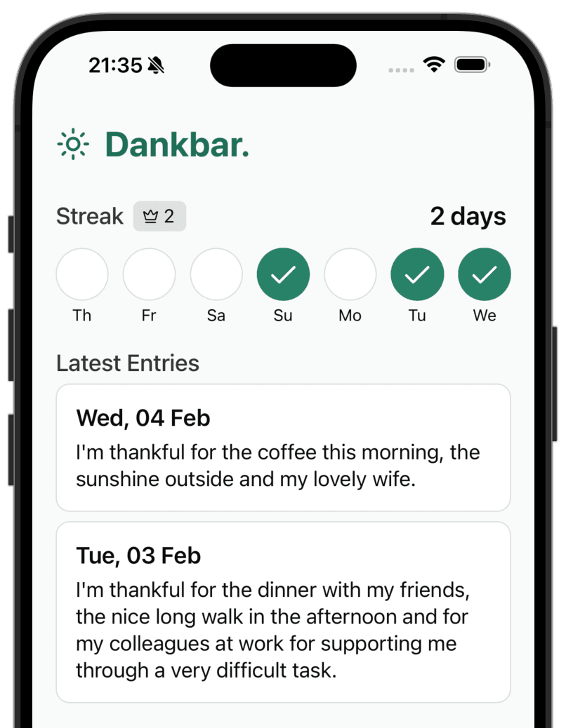 Dankbar app demo